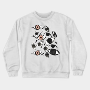 Ink Blots and Eyeballs: Hand Painted Halloween Pattern in Black Ink Crewneck Sweatshirt